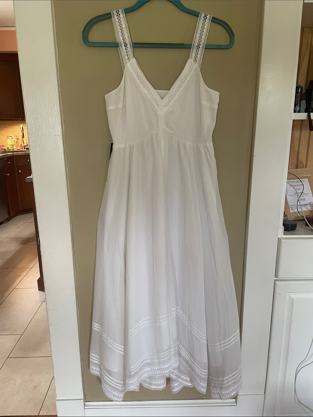 Express White Midi Sundress with Lace Trim